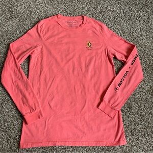Ron Jon Surf Shop x Volcom T-Shirt Men’s S Coral Long Sleeve Surfer Beach Casual